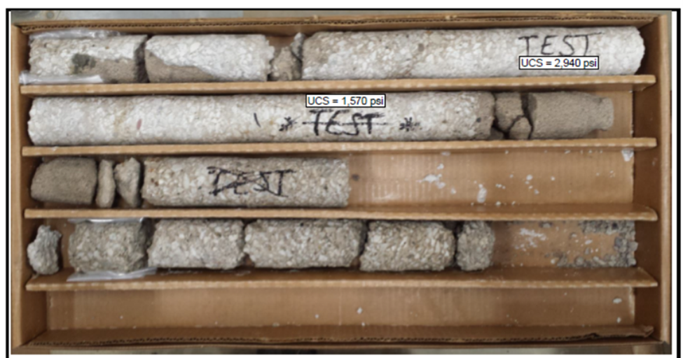 Figure 5 Coring results showing little to no recovery at the shaft bottom